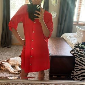 Red Button Dress